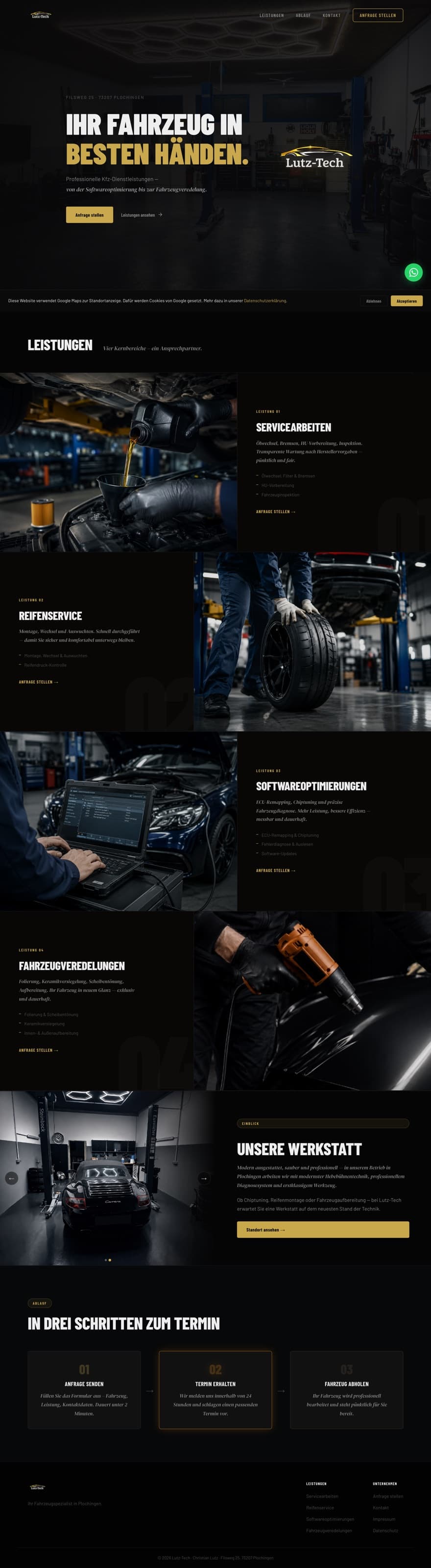 Website von Lutz-Tech in voller Länge